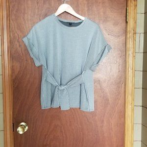 Express striped tie front top
